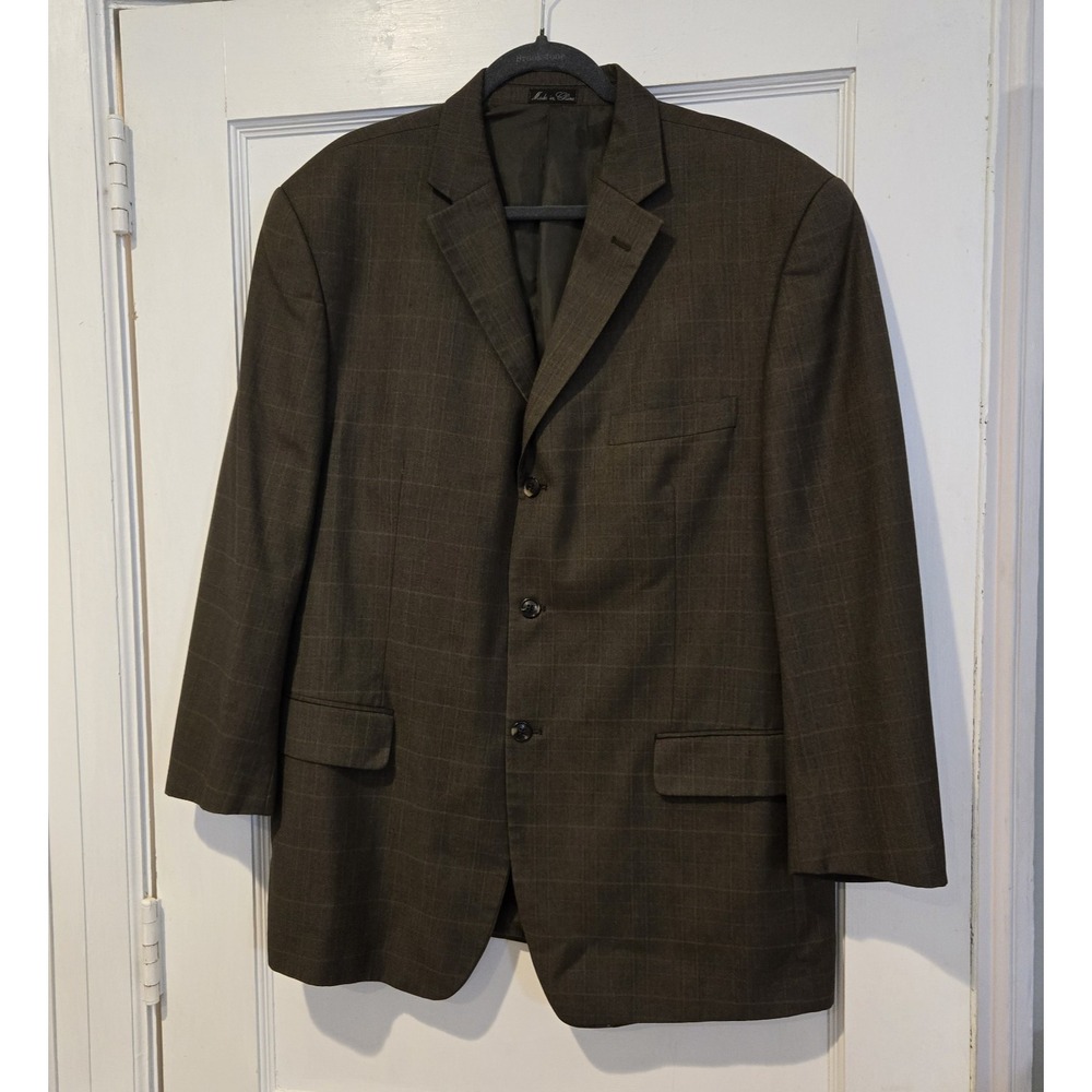 Lineage High Twist Microtech Men's Sport Coat Plaid Suit Jacket Measures 48R‎